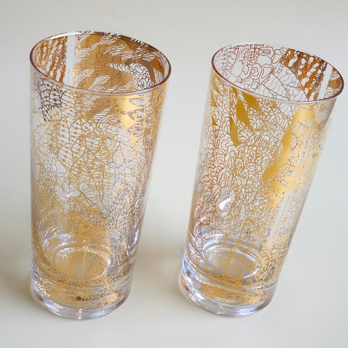 Tall Glass Gold Set of 2 - Animals